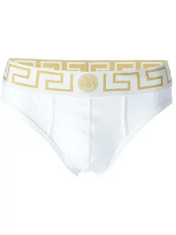 Versace Slip à Taille Greca A81H WHITE