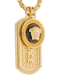 Versace Collier à Plaque Logo D41O GOLD BLACK -Pas Cher Versace Boutique 12155437 10221655 600