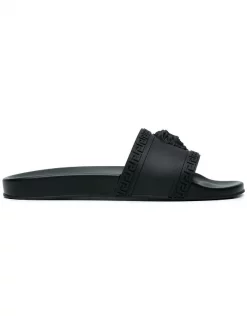 Versace D41 NERO Claquettes Palazzo Medusa Homme