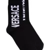 Versace I463 NERO/BIANCO Chaussettes à Logo Intarsia Homme