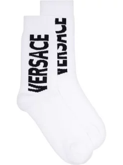 Versace Chaussettes à Logo En Intarsia Homme