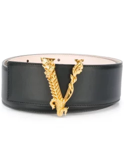 Versace K41OT Nero Oro Ceinture Boucle V Baroque Femme