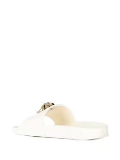 Versace Claquettes à Plaque Logo D01OC WHITE -Pas Cher Versace Boutique 14318273 22411525 600