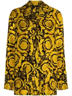 Versace Chemise De Pyjama En Soie à Imprimé Baroque Femme