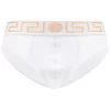 ( Positively Conscious ) Versace A81H BIANCO GRECA ORO Slip En Coton à Bordure Greca Homme