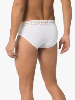 ( Positively Conscious ) Versace A81H BIANCO GRECA ORO Slip En Coton à Bordure Greca Homme -Pas Cher Versace Boutique 14502838 29769612 600