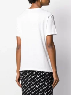 Versace A2048 BIANCO NERO T-shirt à Logo Brodé Femme -Pas Cher Versace Boutique 14640221 22814691 600