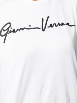 Versace A2048 BIANCO NERO T-shirt à Logo Brodé Femme -Pas Cher Versace Boutique 14640221 22814694 600