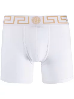 ( Positively Conscious ) Versace Boxer à Bande Logo Medusa Greek Key A81H BIANCO GRECA ORO