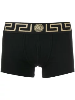 ( Positively Conscious ) Versace Boxer à Bande Medusa Greek Key A80G NERO GRECA ORO