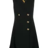 Versace A1008 BLACK Robe Sans Manches à Boutonnière Croisée Femme
