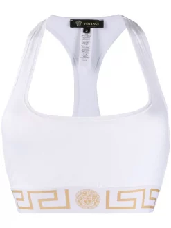 ( Positively Conscious ) Versace Brassière De Sport à Bord Greca A1001 BIANCO OTTICO