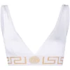 ( Positively Conscious ) Versace A1001 BIANCO Brassière De Sport à Logo Greek Key Femme