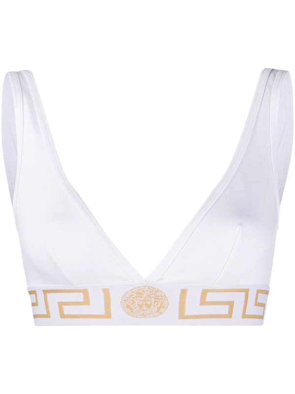 ( Positively Conscious ) Versace A1001 BIANCO Brassière De Sport à Logo Greek Key Femme 1 ( Positively Conscious ) Versace A1001 BIANCO Brassière De Sport à Logo Greek Key Femme