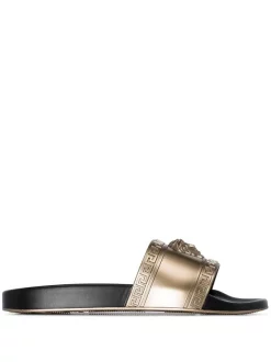 Versace D914 ORO NERO Claquettes Embossées Medusa Homme