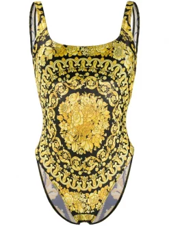 Versace A7900 F. DO NERO + STAMPA ORO Maillot De Bain à Imprimé Barocco Femme