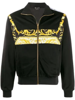 Versace A7900 BLACK Veste Bomber à Détails Baroques Homme