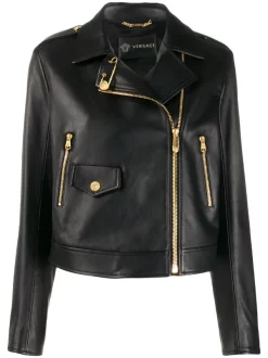 Versace Veste De Moto Crop Femme