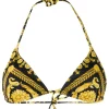 Versace A7900 Yellow Black Haut De Bikini à Imprimé Baroque Femme