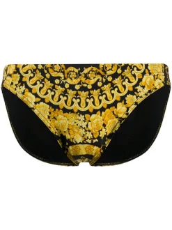 Versace A7900 F. DO NERO+STAMPA ORO Slip De Bain à Imprimé Baroque Homme