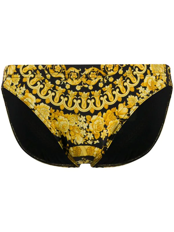 Versace A7900 F. DO NERO+STAMPA ORO Slip De Bain à Imprimé Baroque Homme 1 Versace A7900 F. DO NERO+STAMPA ORO Slip De Bain à Imprimé Baroque Homme