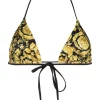 ( Access Edit ) Versace A7900 FDO NERO + STAMPA ORO Haut De Bikini à Imprimé Baroque Femme