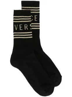 Versace Chaussettes Rayées à Logo Homme