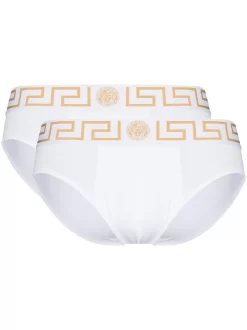 ( Access Edit ) Versace A81H BIANCO - GRECA ORO Slip à Bande Greca Homme