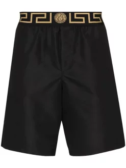 Versace A80G NERO GRECA ORO Short De Bain à Bande Greca Homme