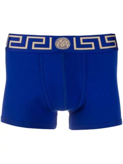 ( Positively Conscious ) Versace A85K BLUE Boxer à Bord Greca Homme