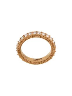 Versace KCOT CRYSTAL ORO TRIBUTE Bague Greca Ornée De Cristal Femme