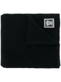 Versace A1008 BLACK écharpe Nervurée à Patch Logo Femme
