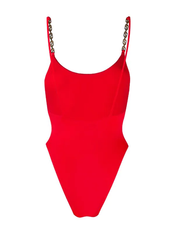 ( Positively Conscious ) Versace A1203 DEEP RED Maillot De Bain à Détails De Chaines Femme 2 ( Positively Conscious ) Versace A1203 DEEP RED Maillot De Bain à Détails De Chaines Femme – Image 2