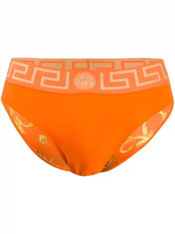 ( Positively Conscious ) Versace A702 ORANGE Slip De Bain à Imprimé Baroque Homme