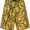 ( Positively Conscious ) Versace Short De Bain à Motif Baroque A7900 F. DO NERO + STAMPA ORO