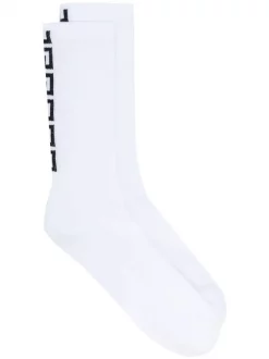 Versace Chaussettes Nervurées à Motif Monogrammé I4D1 BIANCO-NERO