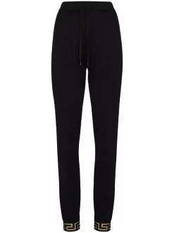 ( Access Edit ) Versace A1008 NERO Pantalon De Jogging à Bandes Greca Femme
