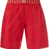 Versace Short De Bain à Bord Greca A9X2 Red/ Gold