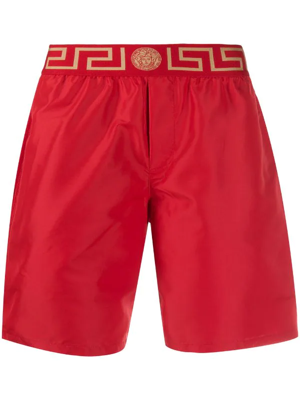Versace Short De Bain à Bord Greca A9X2 Red/ Gold 1 Versace Short De Bain à Bord Greca A9X2 Red/ Gold