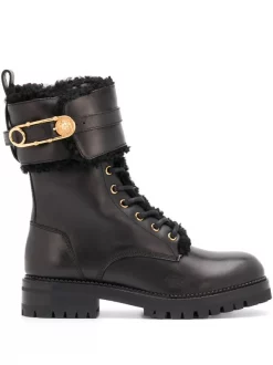 Versace KVO41 NERO/ ORO VERSACE Bottines 40 Mm à Détail D'épingle Femme