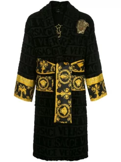Versace Z4557 NERO ORO BRONZO Peignoir Medusa à Broderies De Sequins Homme