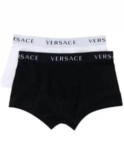 Versace Lot De Deux Boxers à Bande Logo A2A4 NERO/BIANCO