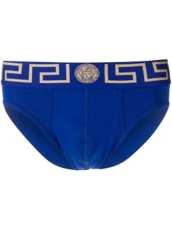 ( Positively Conscious ) Versace Slip à Détails Greca A85K ROYAL BLUE