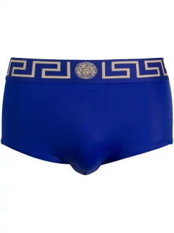Versace Slip De Bain à Bande Greca A85K BLUETTE ELASTICO BLUETTE/ORO