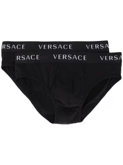 Versace Lot De Deux Slips à Logo A1A8 NERO NERO