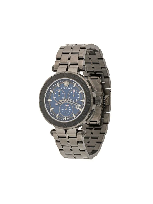 Versace GUNMETAL Montre Chronographe Greca 45 Mm Homme 1 Versace GUNMETAL Montre Chronographe Greca 45 Mm Homme