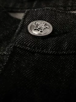 Versace 1D040 Black Jean Droit à Détails Graphiques Homme -Pas Cher Versace Boutique 15981920 30920381 600