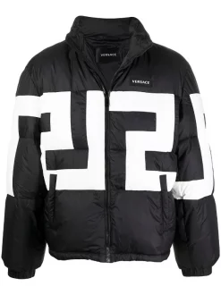 Versace Veste Matelassée à Imprimé Greca A1008 NERO
