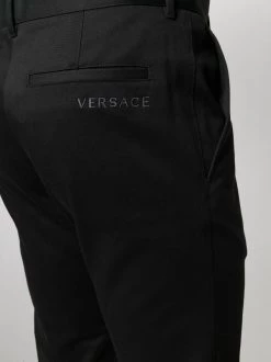 Versace Pantalon De Costume à Logo Brodé 1B000 NERO -Pas Cher Versace Boutique 15981993 30429421 600