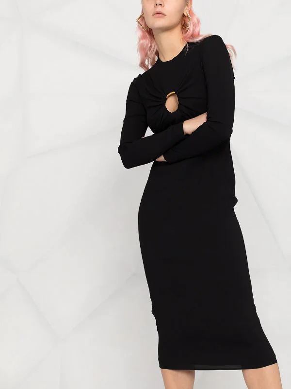 Versace Robe Mi-longue à Détails De Découpes A1008 NERO 5 Versace Robe Mi-longue à Détails De Découpes A1008 NERO – Image 5